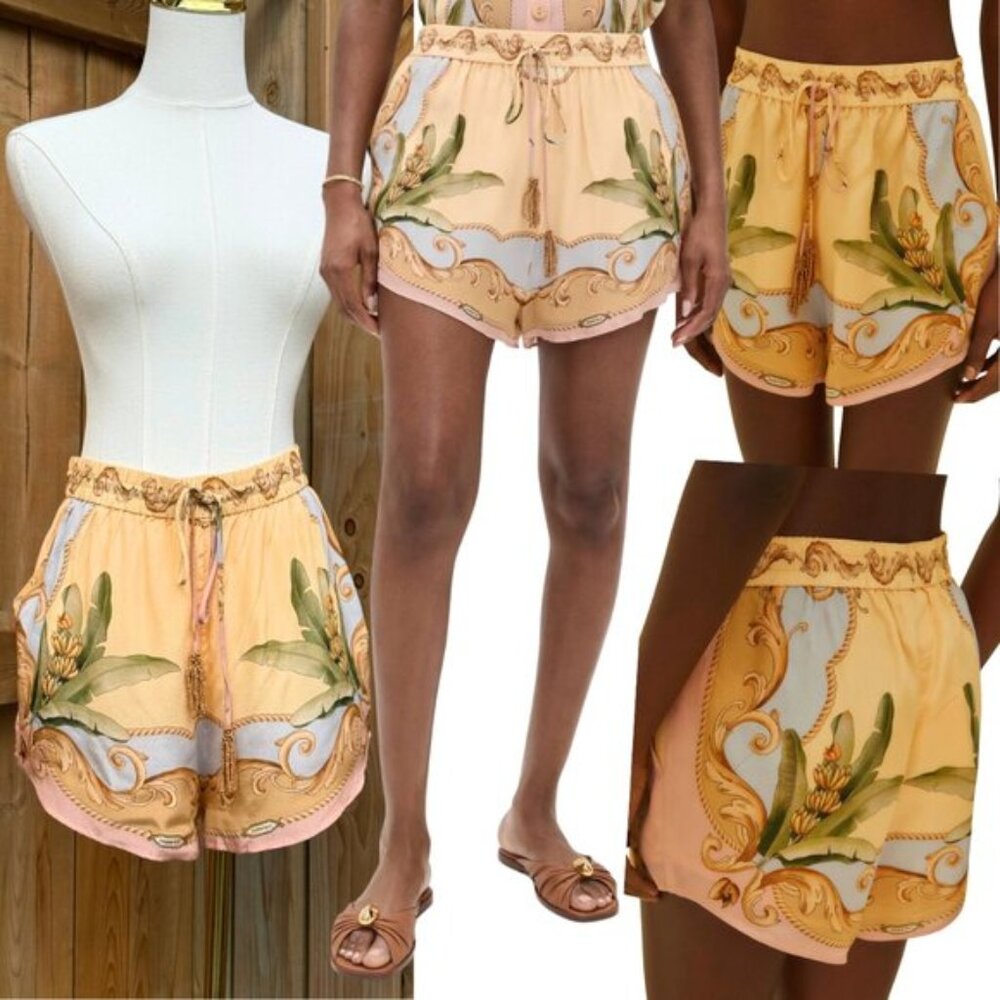 🆕 FARM Rio 🧿 NWOT Multicolor Banana Royalty Kaleidoscope Shorts, Sz S